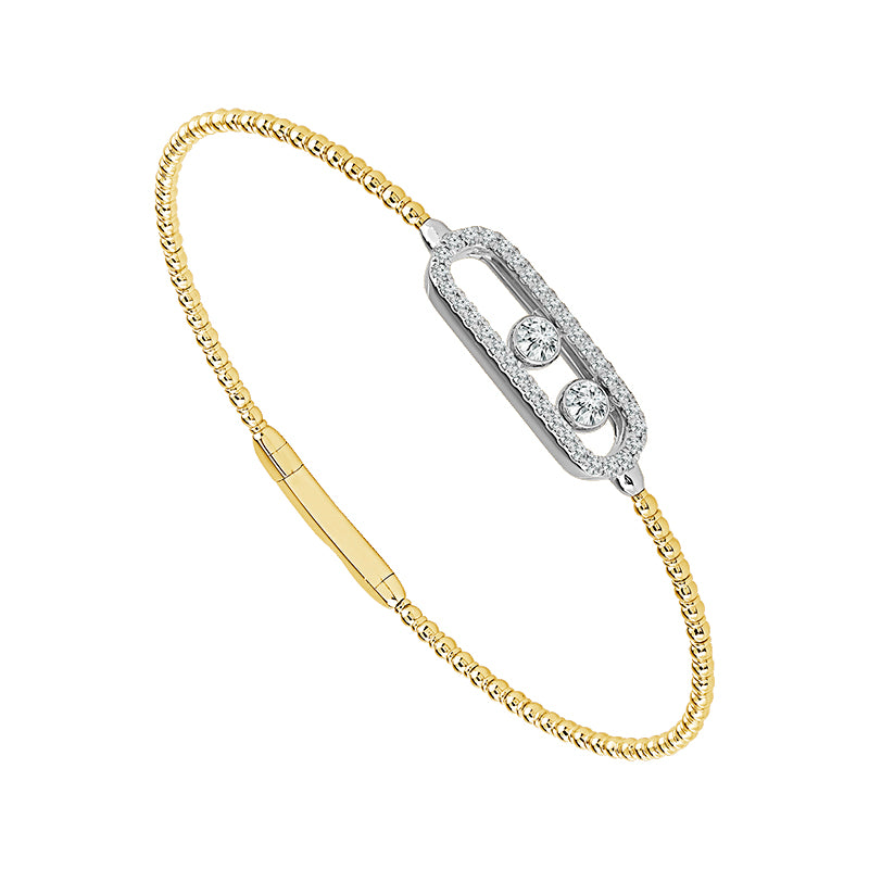 Diamond Flex Bangle - 2 Floating Round Cut 0.50ct