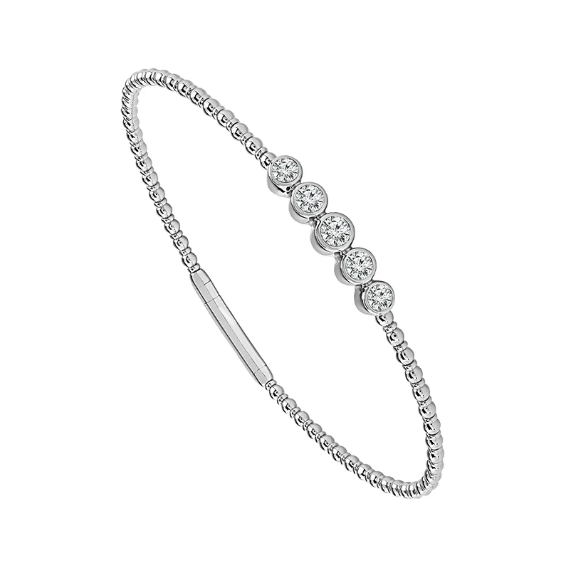 Diamond Flex Bangle - 5 Bezel Set Round 0.65ct