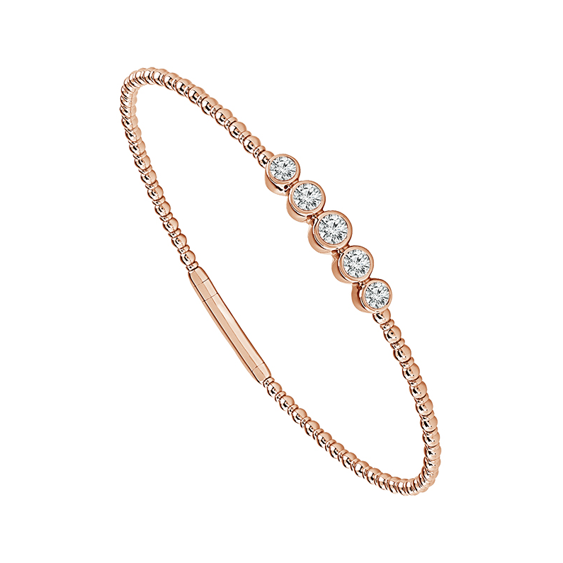 Diamond Flex Bangle - 5 Bezel Set Round 0.65ct