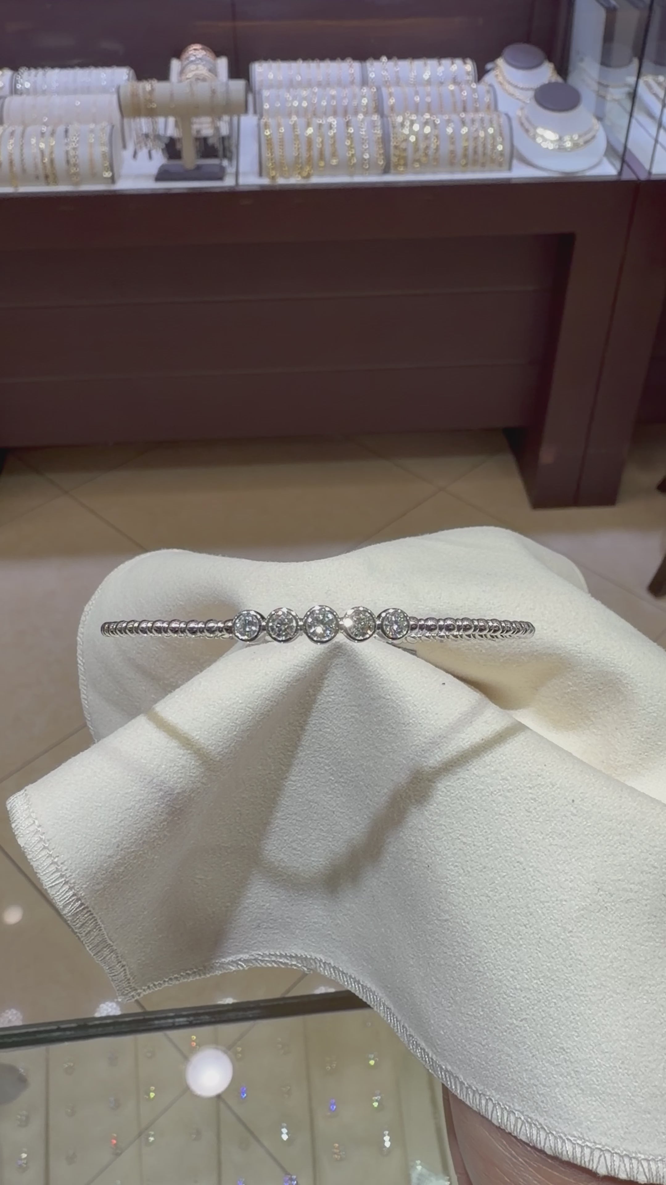 Diamond Flex Bangle - 5 Bezel Set Round 0.65ct